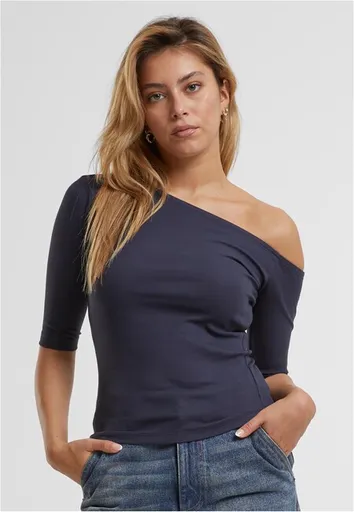 Urban Classics Ladies Organic Asymmetric Rib Tee navy - XL
