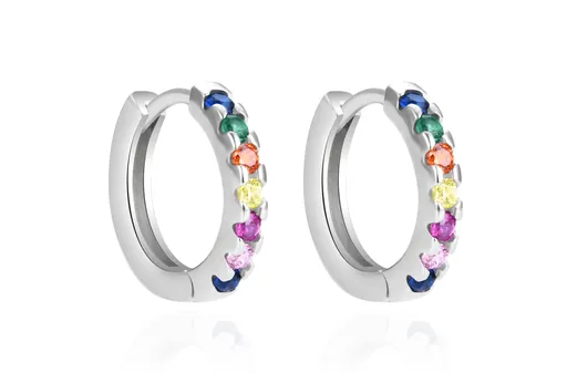 Agato Stříbrné náušnice kruhy s barevnými zirkony AGT-E192KC