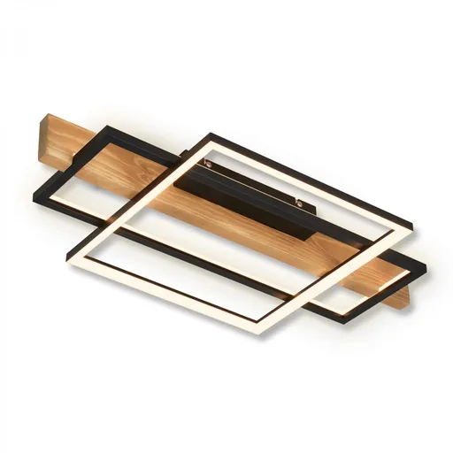 BRILONER Cadre LED stropní svítidlo, přímé a nepřímé osvětlení, 3-krokové spínání, 2 rámy, dekor dřeva, 55x30 cm, černá/dřevo 3839014