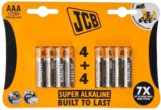 JCB SUPER alkalická baterie LR03, blistr 8 ks