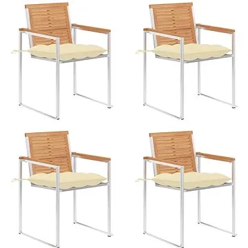 SHUMEE Židle zahradní s poduškami, teak 3078571 - 4ks v balení (3078571)