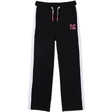 MAYORAL dívčí tepláky s růžovou tkaničkou, černá/bílá - 128 cm (335718)