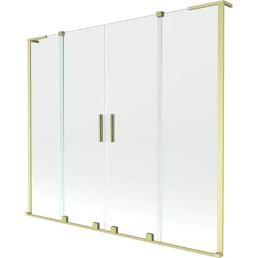 MEXEN/S Velar L Duo dvoukřídlá posuvná vanová zástěna 170 x 150, transparent, zlatá kartáčovaná 896-170-003-02-55
