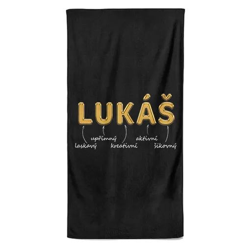 Osuška Mužská jména – GOLD (Jméno: Lukáš, Velikost osušky: 100x170cm)