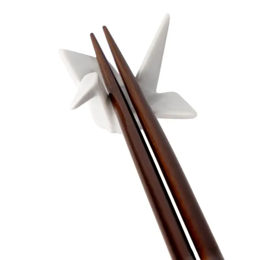 Oblázek na odložení hůlek ORIGAMI CRANE, bílá, keramika, MIJ