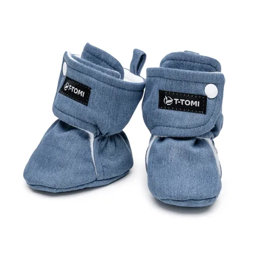 T-tomi Capáčky Washed DENIM (0-3 měsíce)
