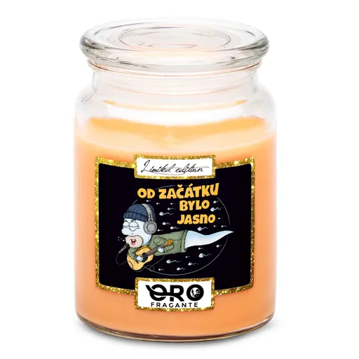 Svíčka Spermie s kytarou (Vůně svíčky: Tropické ovoce)