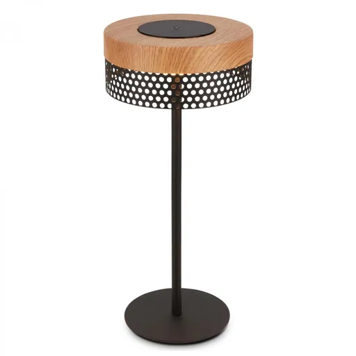 BRILONER Booha stolní lampa - 2,5W, 300lm, bezdrátová, IP44, LED, stmívatelná, teplá bílá, černá/dřevo 7576014