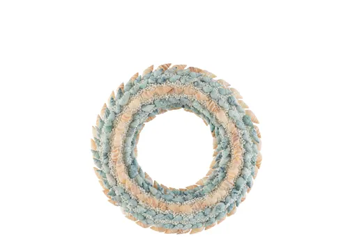 Věnec z modrých a přírodních mušliček s korálky Coronne S - Ø 20*4cm J-Line by Jolipa