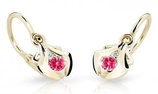 Cutie Jewellery Zlaté dětské náušnice C2224-10-X-1 fuchsiová