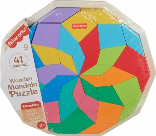 Dřevěné geometrické puzzle s mandalou