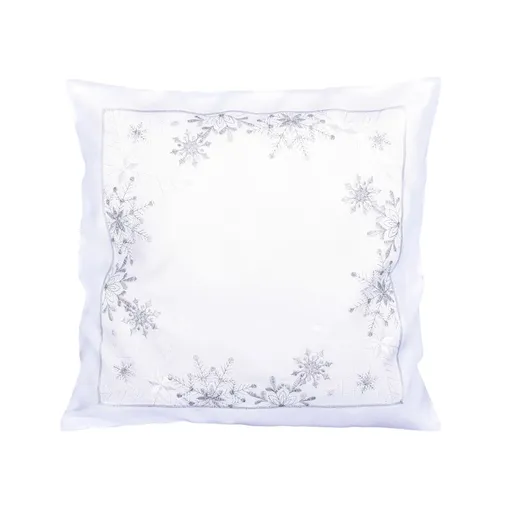 Návlek na polštář, Vločky a Vánoce, bílý, 40 x 40 cm