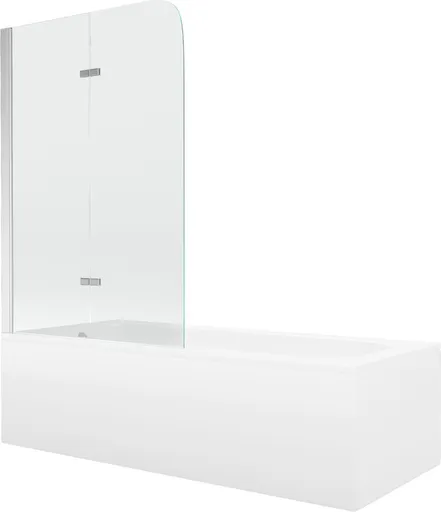 MEXEN/S Vega obdélníková vana 150 x 70 cm s panelem  + vanová zástěna 100, transparent, chrom 550115070X9010020100