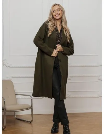 Dámský kabát CLR036 - tmavě zelený