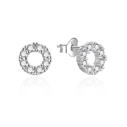 Agato Stříbrné náušnice s čirými zirkony Kruh AGT-E178PW