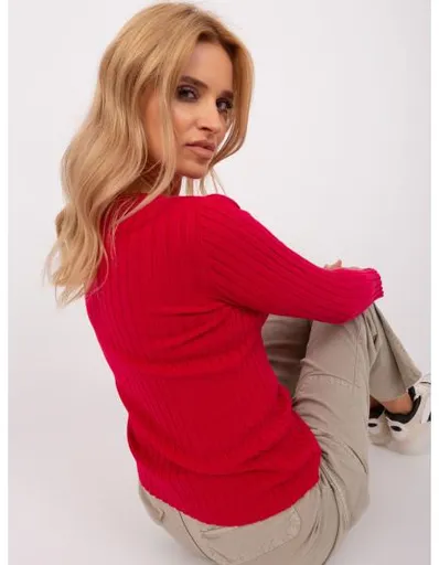 Dámský svetr pruhovaný klasický HAMZA červený