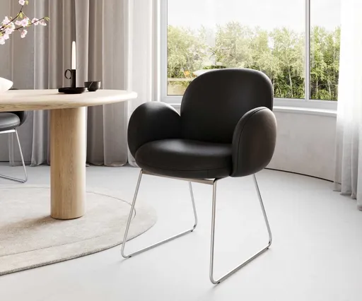 Jídelní židle Nube-Flex tenká podnož nerezová ocel pravá kůže