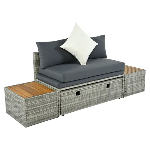 Zahradní ratanový set DEBRA, šedá/přírodní/krémová