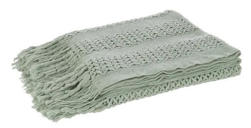 Zelený dekorační pléd s oky Knitti - 143*195cm J-Line by Jolipa