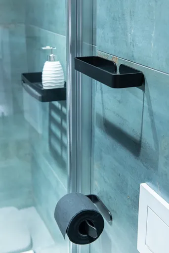 OLSEN SPA Nástěnný věšák na nalepení 3M, 25,3x7,3x3  , černá barva KD02091800