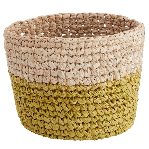 ISALO Košík háčkovaný 7,5 cm - přírodní/žlutá