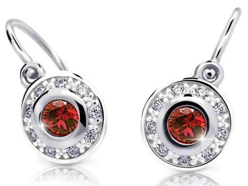 Cutie Jewellery Třpytivé dětské náušnice z bílého zlata C2400-10-X-2 červená