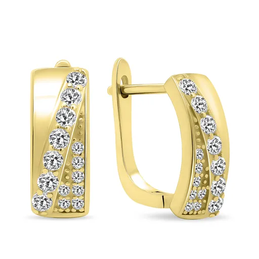 Brilio Silver Okouzlující pozlacené náušnice se zirkony EA568Y