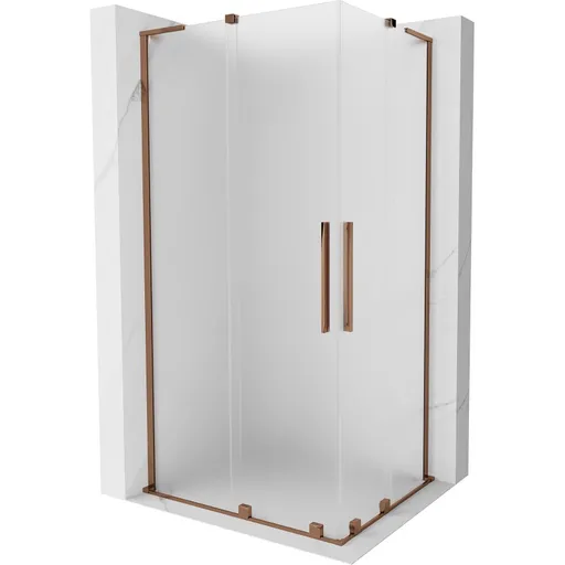 MEXEN/S Velar L Duo sprchový kout, posuvné dveře 100 x 90, dekor, růžové zlato 871-100-090-02-33-60
