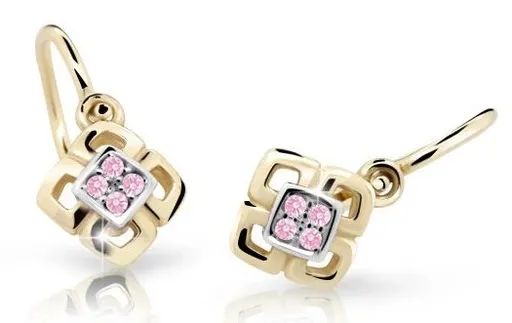 Cutie Jewellery Dětské bicolor náušnice ze žlutého zlata C2240-10-X-1 růžová