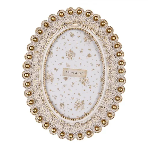 Béžovo-zlatý oválný fotorámeček Romantique - 16*3*20 cm / 10*15 cm 2F1251