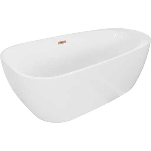 MEXEN/S Giada volně stojící vana 170 x 90, bílá lesk, sifon a přepad měď kartáčovaná 52741709000-65