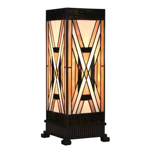 Béžovo-hnědá stolní tiffany lampa Laetitia I - 17*17*44 cm E27/ma* 1*40W Clayre & Eef