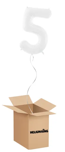 HeliumKing Balónový box - Narodeninové číslo 5 biely 86 cm