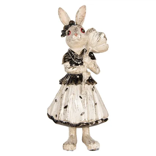 Králičí dívka v šatech a květinou se zlatým třpytem - 13*11*30 cm 6PR5497