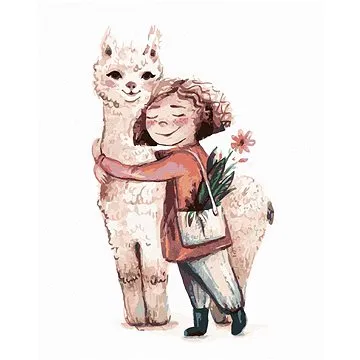 Lama a její kamarádka, 80×100 cm, vypnuté plátno na rám (6048733)