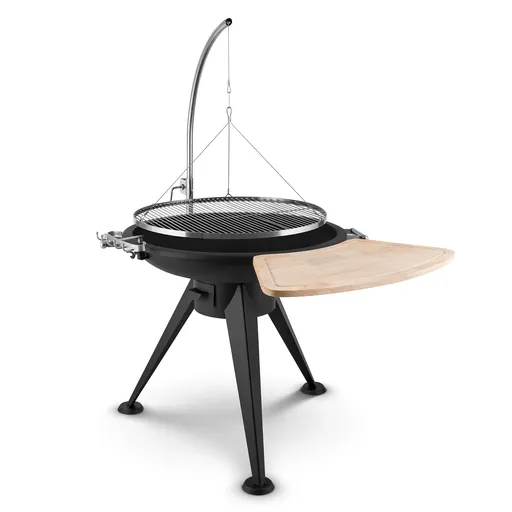 Blumfeldt Delion, závěsný otočný gril, ohniště, Ø 70 cm, dlouhý stojan, lanový pohon, nerezová ocel