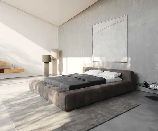 Čalouněná postel Espazio 140x200 cm mikrovlákno taupe vintage