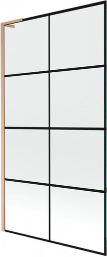 MEXEN/S Next L vanová zástěna FIX 100 x 150, černá vzor,  měď kartáčovaná 895-100-000-03-77-65