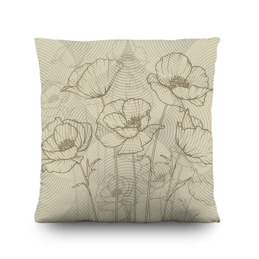 AG Art Polštářek Máky béžová, 45 x 45 cm