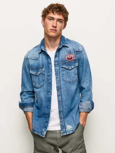 Pepe Jeans pánská modrá džínová košile PM307800000 M