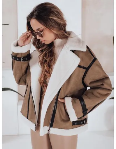 Dámská zimní bunda s kožešinou hnědá