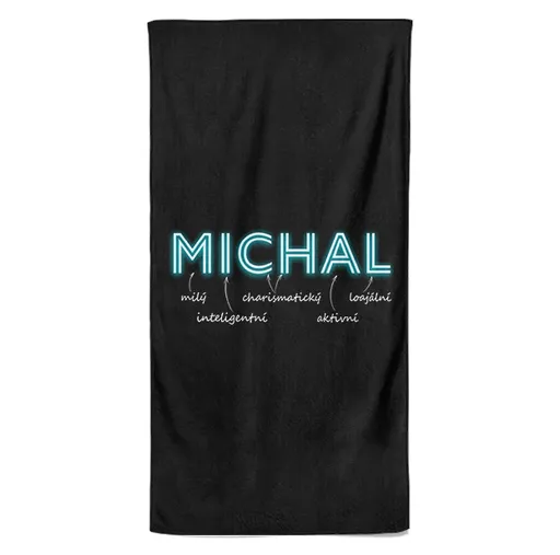 Osuška Mužská jména – NEON (Jméno: Michal, Velikost osušky: 100x170cm)