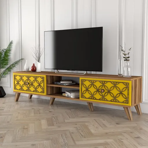 TV stolek Class - Walnut, Yellow