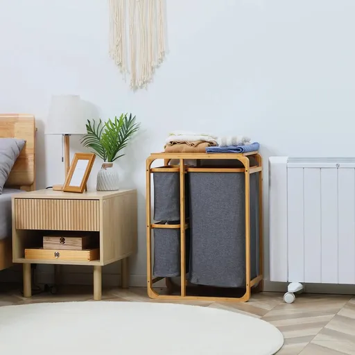 HOMCOM Bambusový koš na prádlo