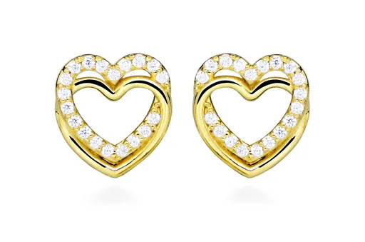 Silver Cat Pozlacené náušnice Srdíčka se zirkony Love & Infinity SC593