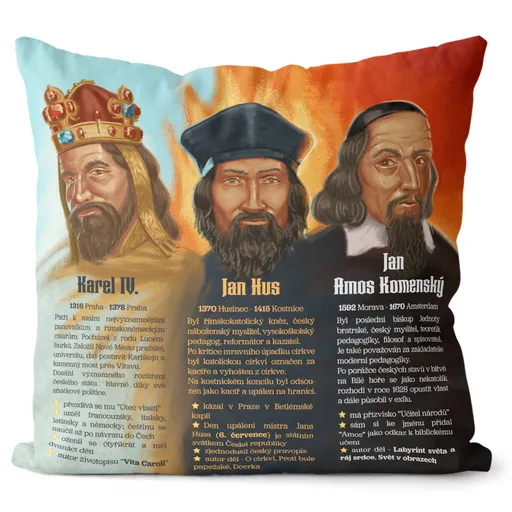 Polštář Osobnosti historie (Velikost: 40 x 40 cm)