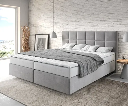 Boxspring postel Dream-Fine 180x200 cm mikrovlákno šedá