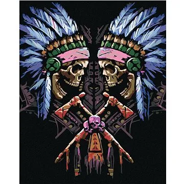 Diamondi - Diamantové malování - DVĚ NÁČELNICKÉ LEBKY, 40x50 cm, Vypnuté plátno na rám (602572B)