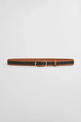 OPASEK GANT STRIPE LEATHER BELT COGNAC