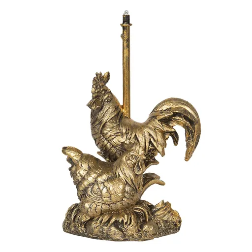 Základna k lampě ve tvaru zlatého kohouta a slepice s patinou - 12*8*22 cm 6LMP649